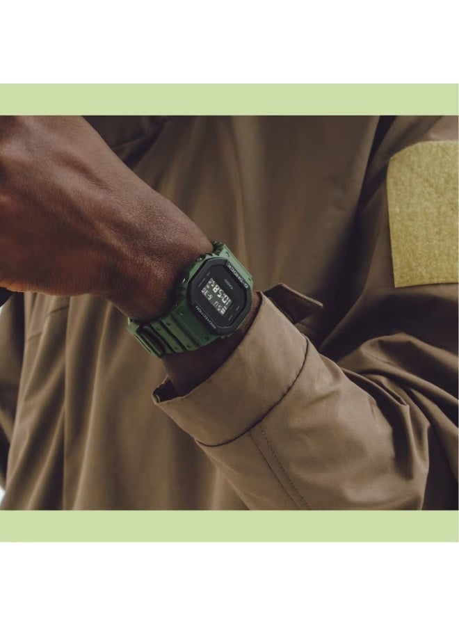 G-SHOCK Digital Men’s Watch DW‑5610UU‑3DR, 48.9 mm Black Dial, Olive Green Resin Band, 200 m WR - Image 2